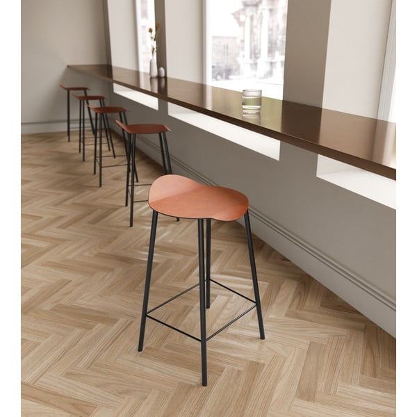 Sedia da bar marrone cognac in pelle Flamingo Bull – LIND DNA-image-1