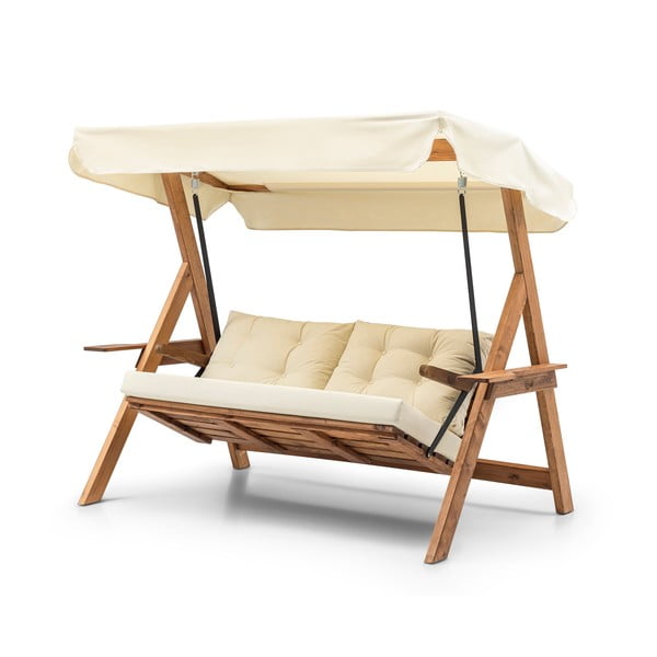 Altalena da giardino in legno color crema-naturale Galata - Floriane Garden-image-2