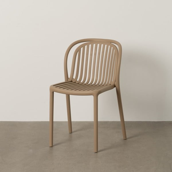 Sedia da pranzo beige in plastica impilabile Alia – Ixia-image-1