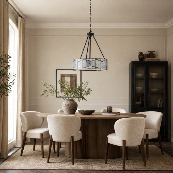 Lampadario in metallo con paralume in vetro ø 46 cm Waldorf – Premier Housewares-image-2