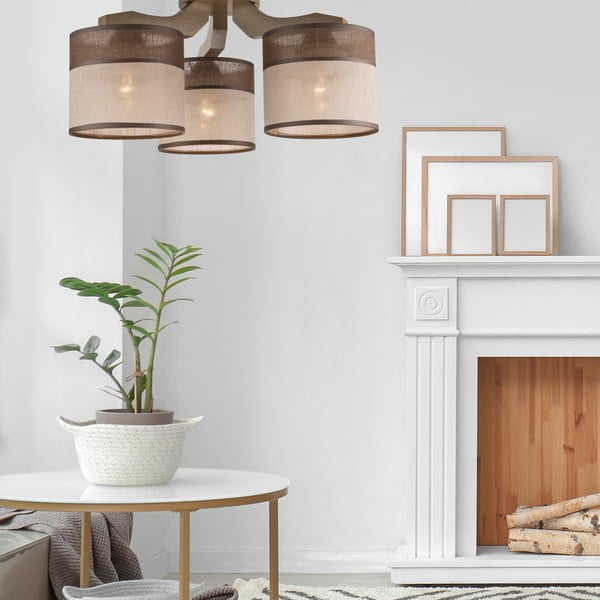 Lampada da soffitto marrone scuro con paralume in tessuto ø 16 cm Andrea - LAMKUR-image-2