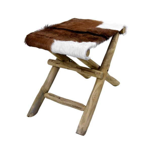 Sgabello marrone in teak massiccio Goatskin – Ego Dekor-image-1