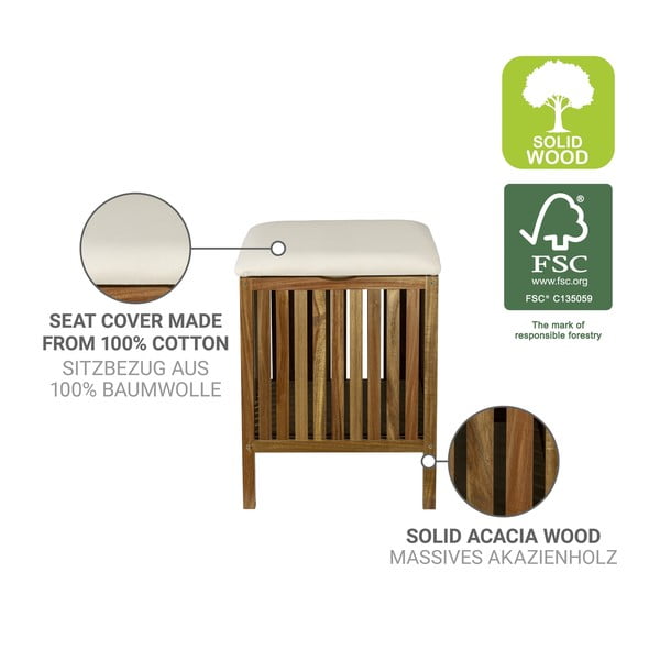 Cesta per il bucato colore naturale scuro in legno 38 l Fondi – Wenko-image-2