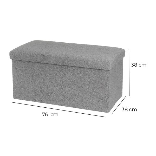 Poggiapiedi grigio con rivestimento in bouclé Folding – Casa Selección-image-3
