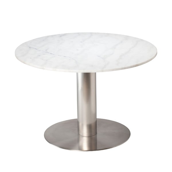 Tavolo da pranzo in marmo bianco con base in argento , ⌀ 105 cm Pepo - RGE