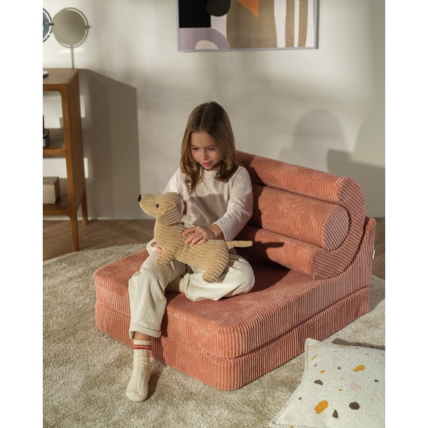 Poltrona per bambini rosa con rivestimento in velluto a coste Flipster – Wigiwama-image-3