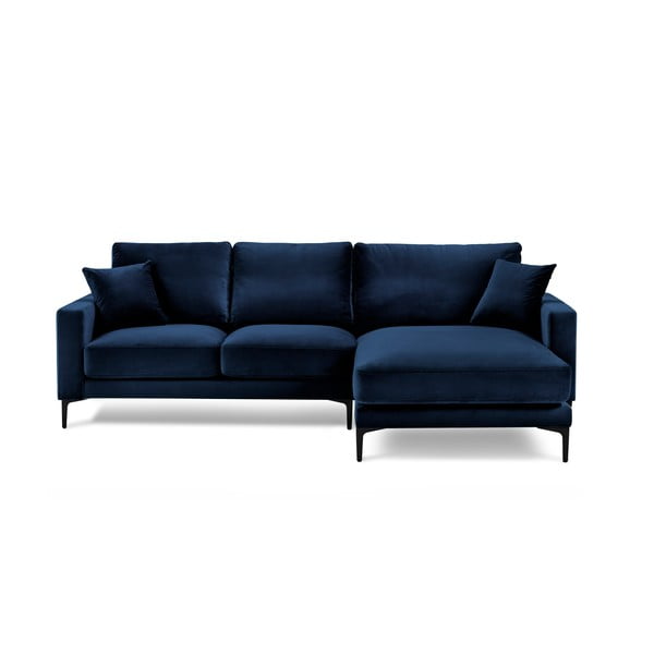 Divano angolare in velluto blu navy, angolo destro Harmony - Kooko Home