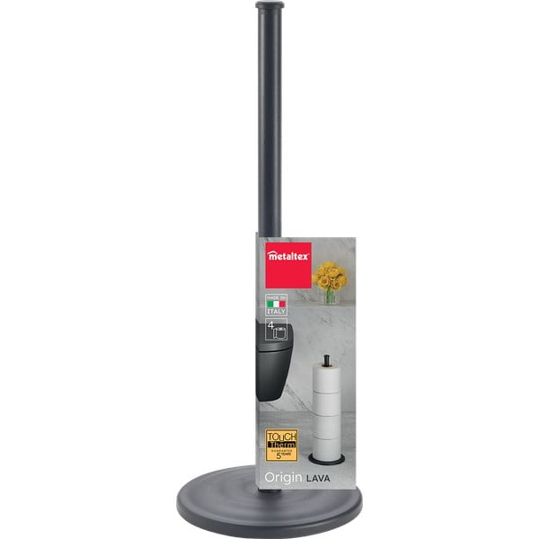 Porta carta igienica nero opaco in acciaio Lava – Metaltex-image-3