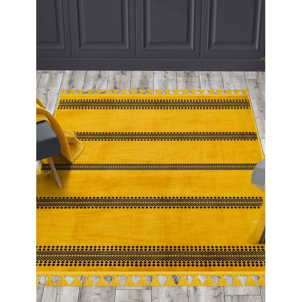 Tappeto giallo lavabile 200x80 cm - Vitaus-image-1