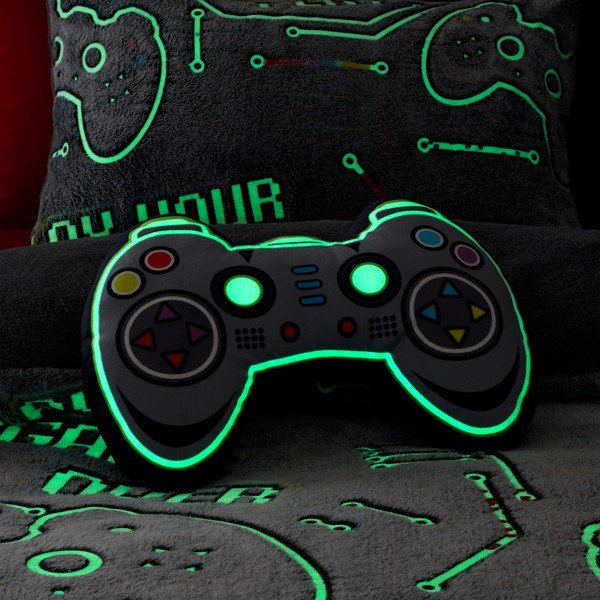 Cuscino per bambini con effetto luminoso in micropush Game Over - Catherine Lansfield-image-1