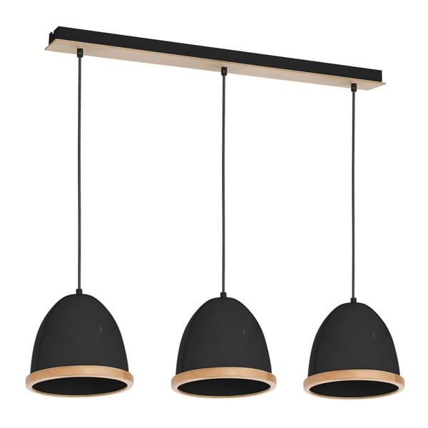 Lampada a sospensione nera con dettagli in legno Tres Studio - Homemania