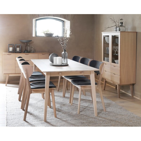 Sedia da pranzo in rovere marrone chiaro con seduta grigio scuro Cato - Rowico-image-2