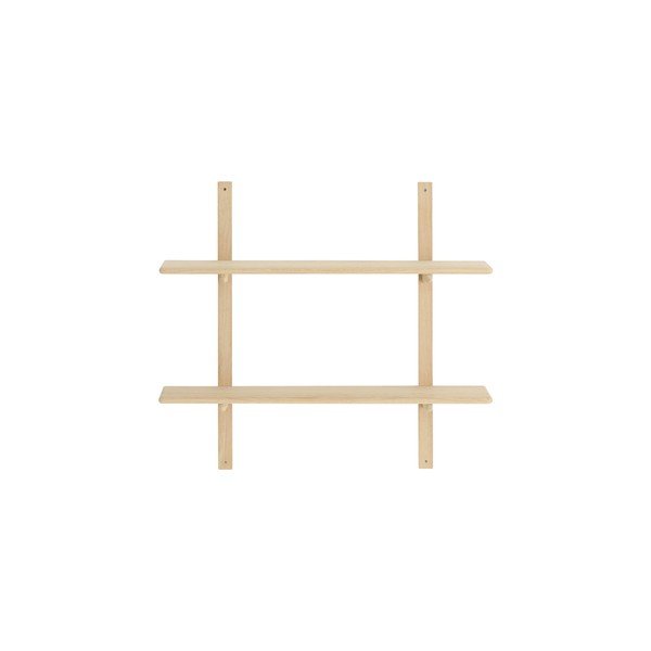 Mensola colore naturale chiaro in rovere massiccio con ripiani multipli 90 cm Albin – Ellos Home-image-3