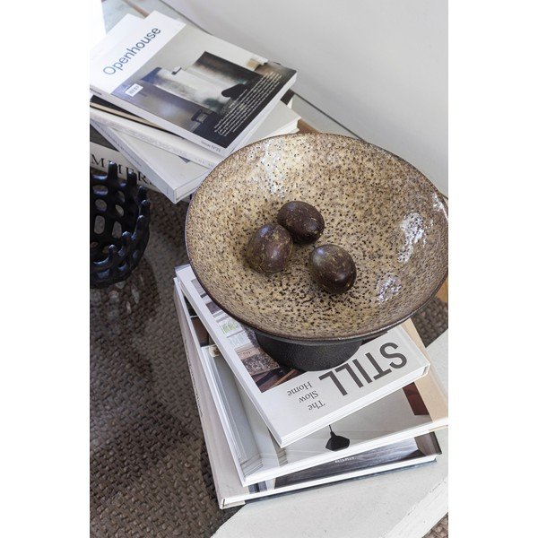 Ciotola nera/beige in gres ø 31,5 cm By Hand  – Mette Ditmer Denmark-image-1