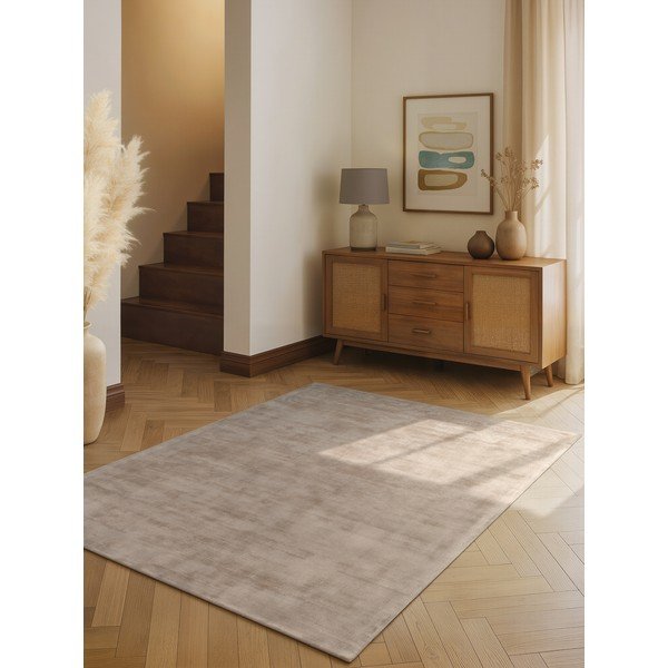 Tappeto beige in viscosa tessuto a mano 80x150 cm Noemi – Vikosa-image-1