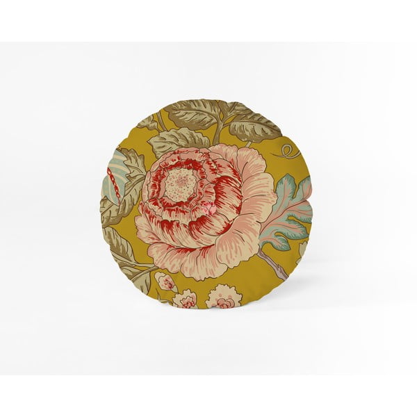 Cuscino giallo , ø 40 cm Japanese Flowers - Velvet Atelier