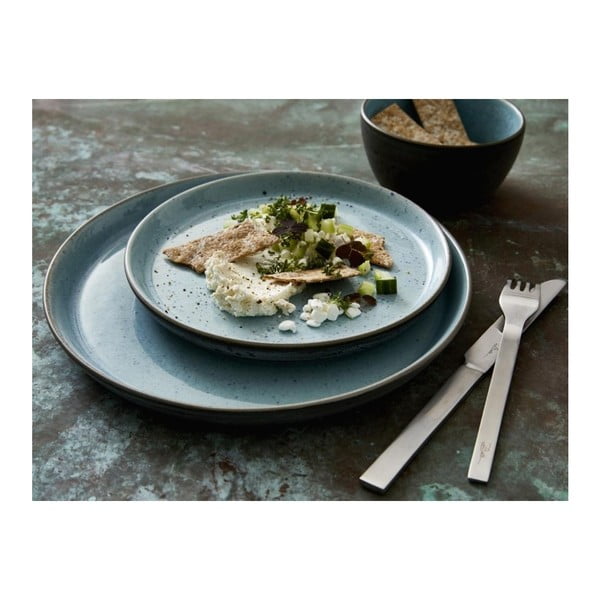 Piatto grigio chiaro in gres ø 27 cm Grey/Light Blue – Bitz-image-3