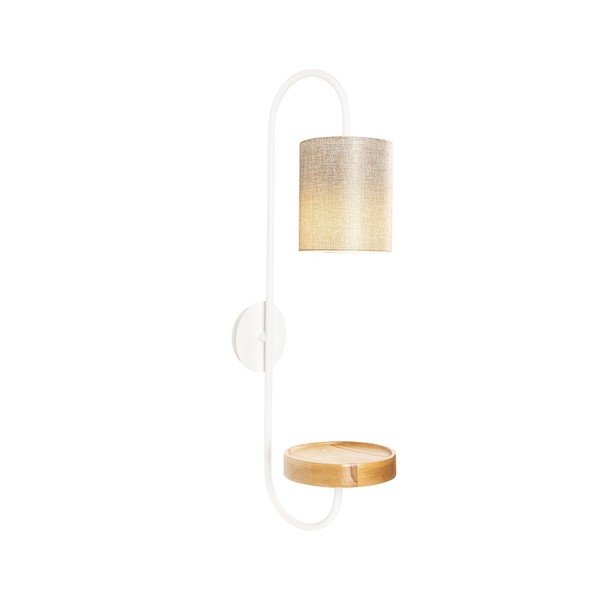 Lampada da parete in metallo bianco con paralume crema Opviq luci Marylena - Opviq lights-image-2