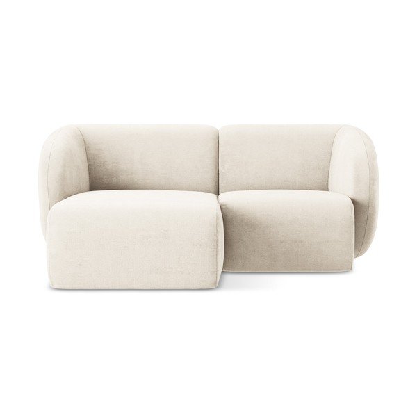 Divano angolare beige (con penisola a sinistra/con chaise lounge) con rivestimento in ciniglia Lani – Makamii