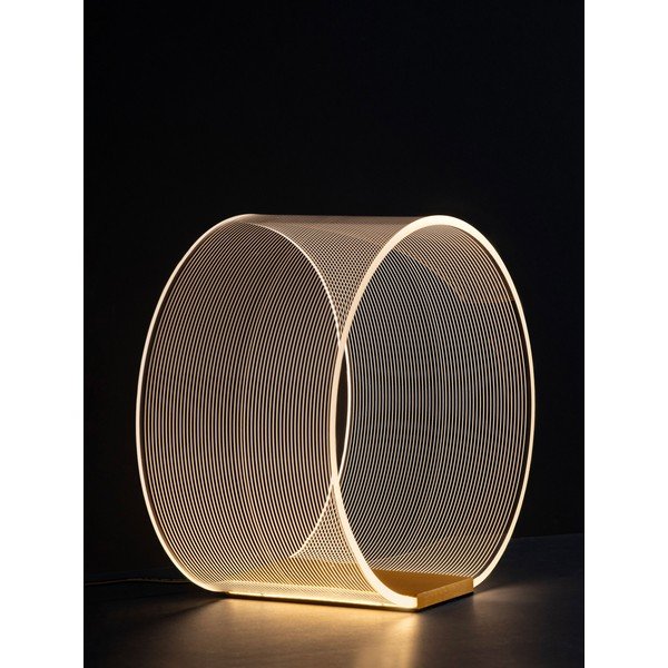Lampada da tavolo LED dorata in alluminio con paralume in vetro acrilico con intensità regolabile (altezza totale 28 cm) Valentin – Nova Luce-image-4