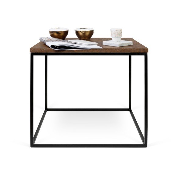 Tavolino marrone con gambe nere Gleam, 50 x 50 cm - TemaHome-image-2