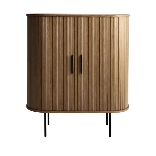 Cantinetta marrone con effetto rovere con ante scorrevoli 100x118x40 cm Nola – Unique Furniture