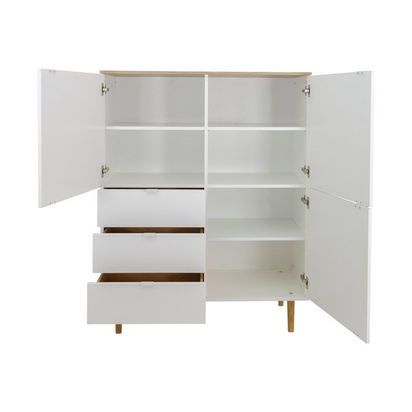 Cassettiera alta in rovere decorata in bianco e naturale 109x137 cm Skagen - Tenzo-image-4