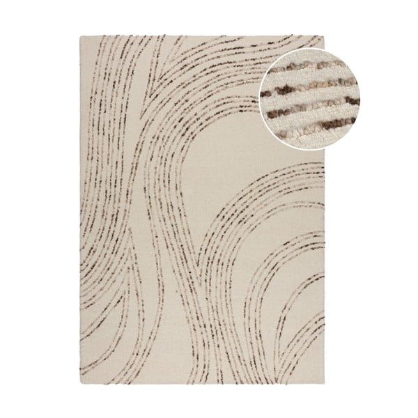 Tappeto in lana marrone e crema 120x170 cm Abstract Swirl - Flair Rugs