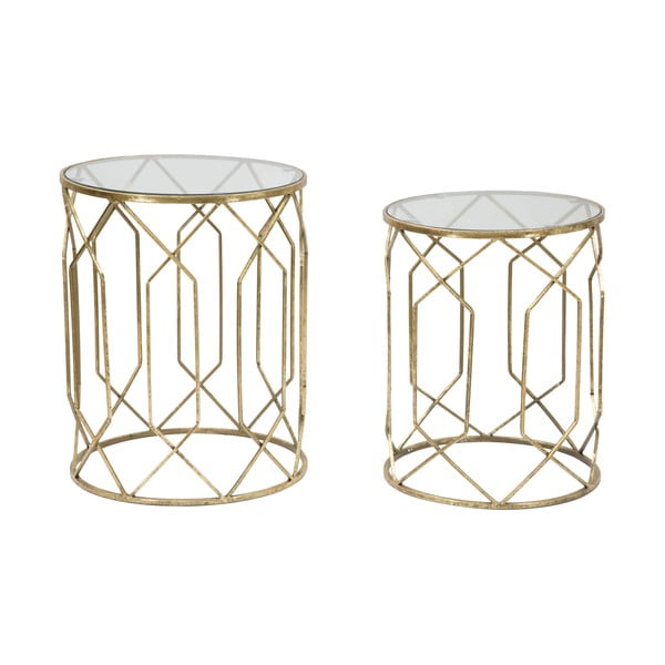 Set di 2 tavoli contenitori rotondi con piano in vetro ø 42 cm Tunisi - Mauro Ferretti