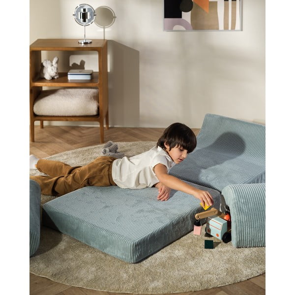 Poltrona per bambini color menta con rivestimento in velluto a coste Flipster – Wigiwama-image-4