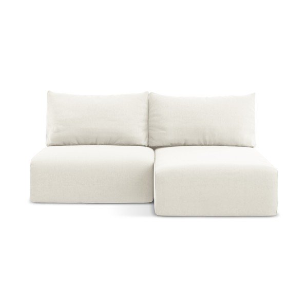 Divano angolare color crema allungabile/con contenitore (con penisola a destra/con chaise lounge) con rivestimento in velluto Kalena – Makamii