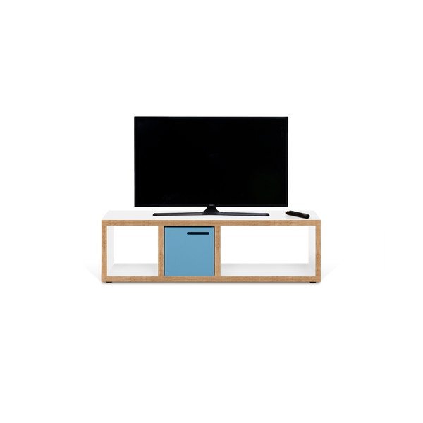 Mobile TV bianco con bordo in legno 150x45 cm Berlin - TemaHome-image-4
