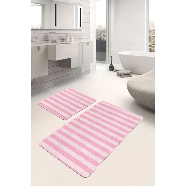 Tappetini da bagno rosa in set da 2 100x60 cm - Minimalist Home World-image-3