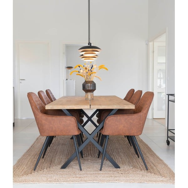 Set di sedie da pranzo marrone in imbottito con braccioli 2 pz Harbo – House Nordic-image-1