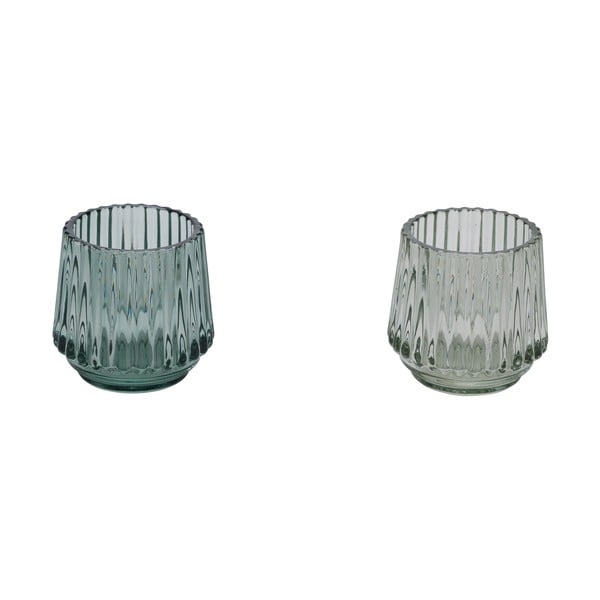 Set di 2 portacandele in vetro verde per tea light , ø 7 cm - Ego Dekor