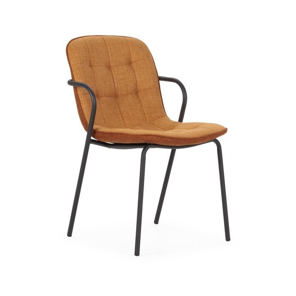 Sedia da pranzo color terracotta imbottito con braccioli Angie – Marckeric