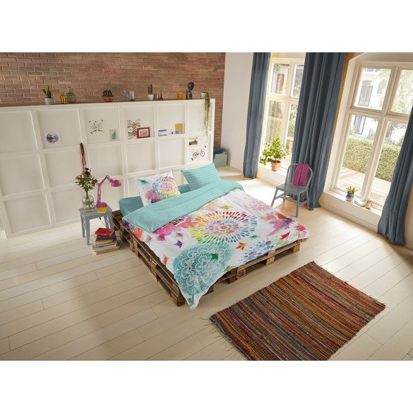 Biancheria da letto in flanella bianca e blu Elessa - HIP-image-1