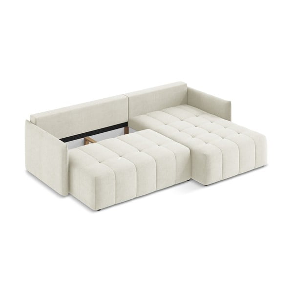 Divano angolare beige allungabile/con contenitore (con penisola a destra/con chaise lounge) Moku – Makamii-image-4