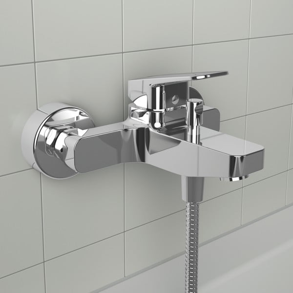 Rubinetto per vasca da bagno argentato effetto lucido a muro Ceraplan - Ideal Standard-image-1
