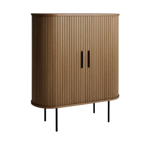 Cantinetta marrone con effetto rovere con ante scorrevoli 100x118x40 cm Nola – Unique Furniture-image-4