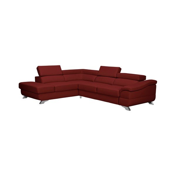 Divano letto angolare in similpelle rosso Gamma, angolo sinistro - Windsor & Co Sofas-image-1