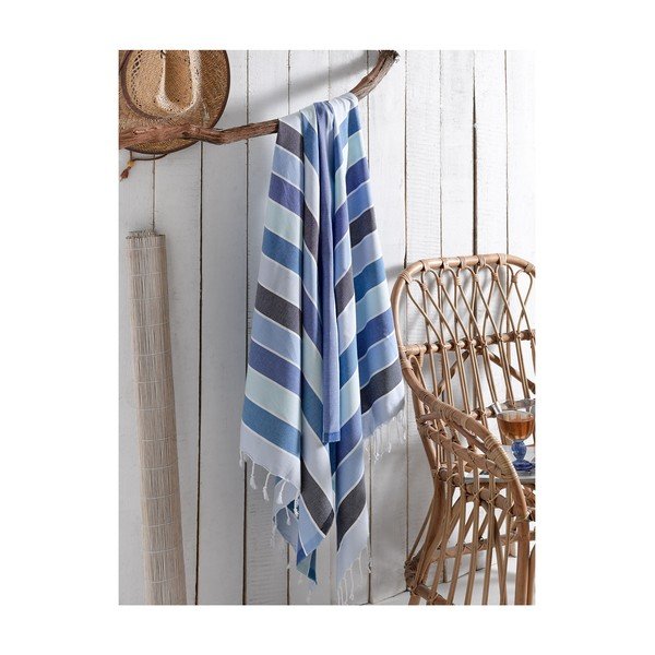 Asciugamano in cotone blu, 180 x 100 cm - Unknown