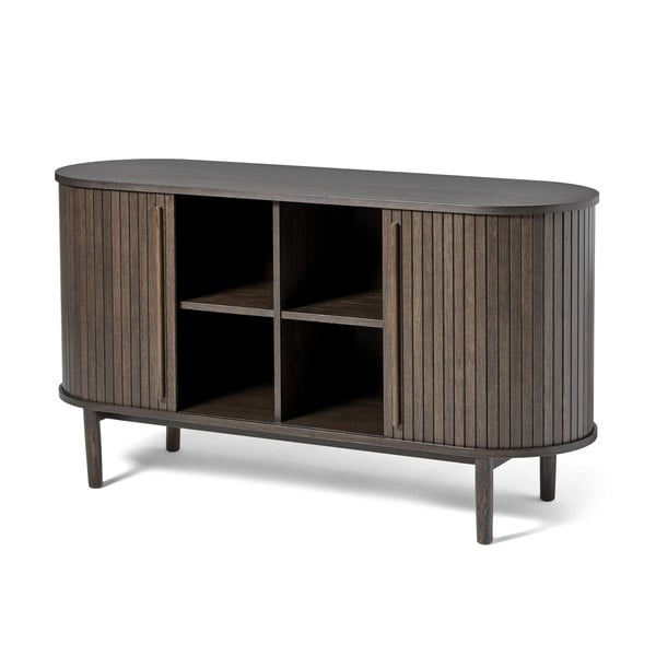 Cassettiera marrone effetto rovere con porte scorrevoli 140x76x45 cm Meta – Unique Furniture-image-2