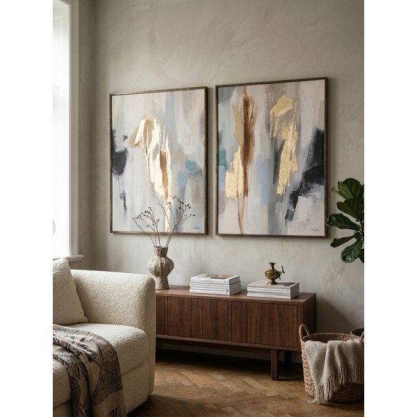 Set di dipinti stampati/con elementi dipinti a mano con cornice inclusa/dipinti su tela 2 pz 60x80 cm Gallery – Bizzotto-image-1