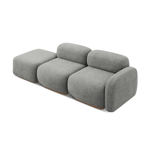 Chaise lounge componibile grigia (con penisola a sinistra) con rivestimento in bouclé Ailani – Makamii-image-3