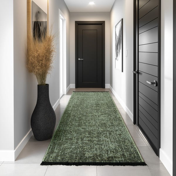 Passatoia verde lavabile 80x250 cm Space 1900 – Ayyildiz Carpets-image-1