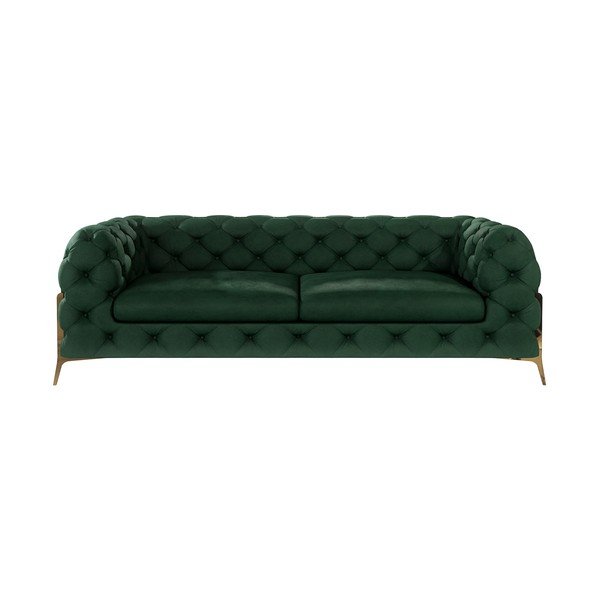 Divano verde scuro con rivestimento in velluto 225 cm Chelsea Bis – Ropez