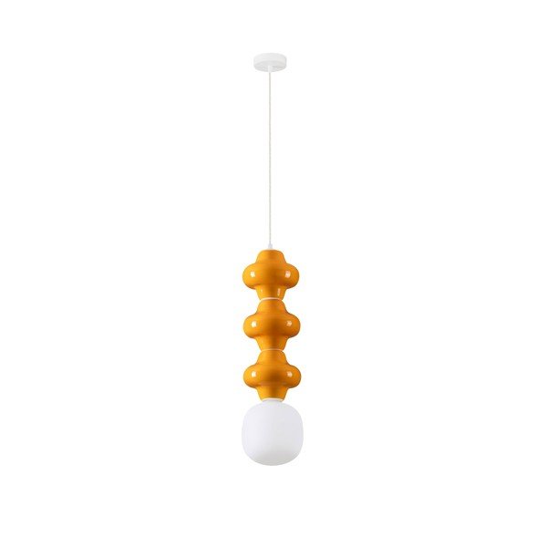 Lampadario bianco/arancione in ceramica con paralume in vetro ø 18 cm Clio – Nova Luce