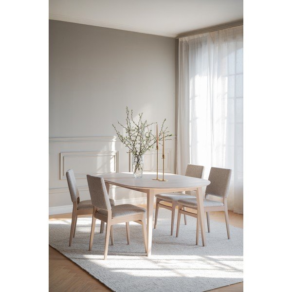 Sedia da pranzo color crema/colore naturale chiaro in rovere massiccio Medford – Rowico-image-1