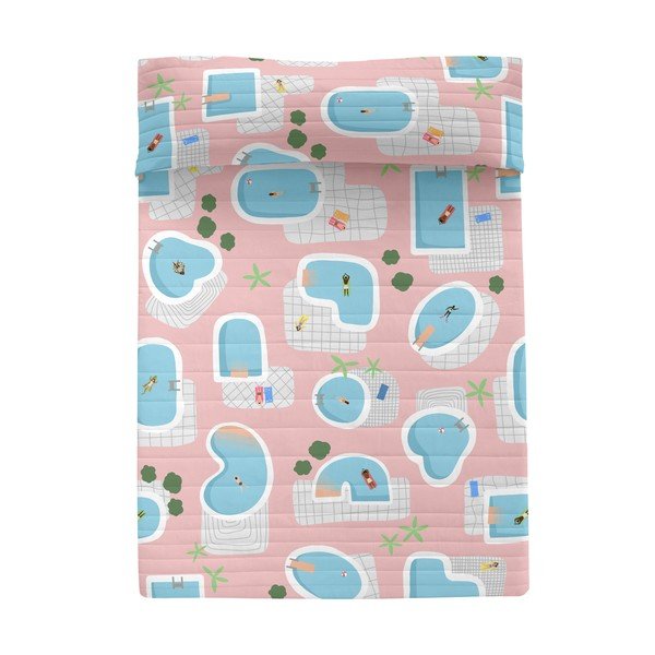 Copriletto trapuntato blu e rosa 260x260 cm Swimming pool - Aware-image-2